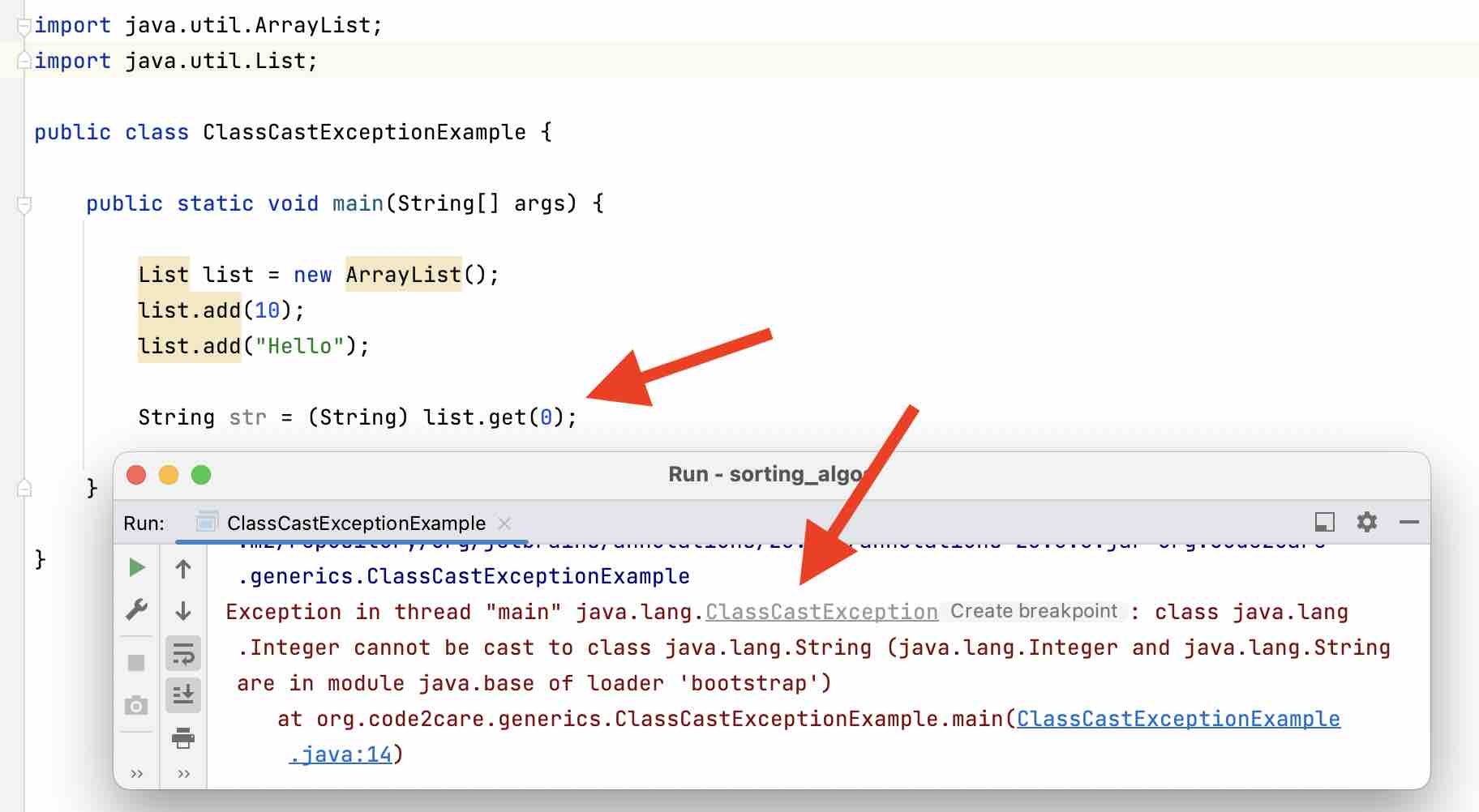 Fix java.lang.ClassCastException